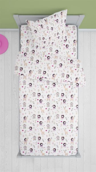 ΠΑΠΛΩΜΑ ΕΜΠΡΙΜΕ kids Lily & Deer 179 160Χ240 White-Pink Cotton 100%