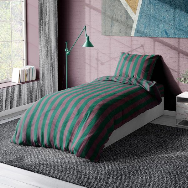 ΣΕΝΤΟΝΙΑ ΒΑΜΒΑΚΟΣΑΤΕΝ ΣΕΤ 2 τεμ. Stripes 156 Green-Antique Pink 160Χ240 Cotton 100%