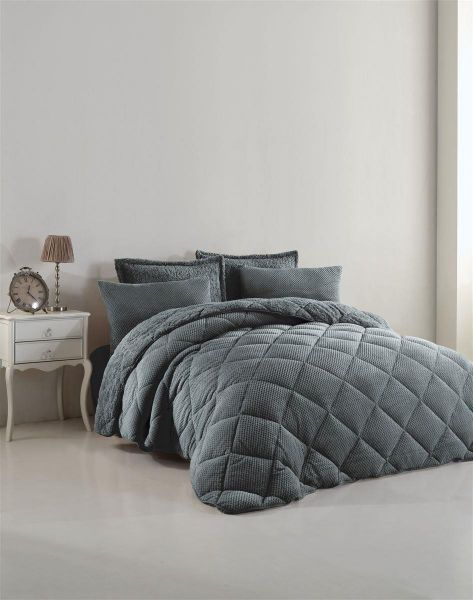 ΚΟΥΒΕΡΤΟΠΑΠΛΩΜΑ Γούνα-Sherpa 750 gsm 1860 Grey B04 220X240 Polyester