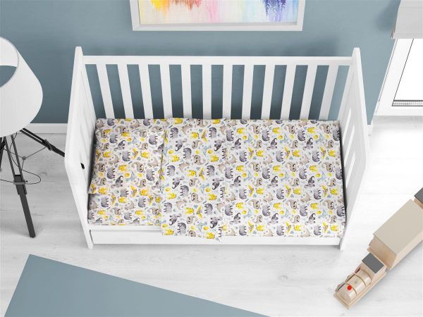 ΚΑΤΩΣΕΝΤΟΝΟ ΜΕ ΛΑΣΤΙΧΟ bebe Dino 516 0,70X1,40X0,15 Grey Cotton 100%