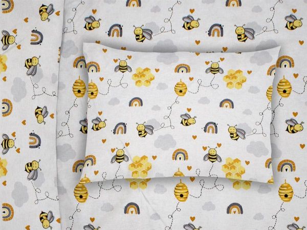 ΜΑΞΙΛΑΡΟΘΗΚΗ ΕΜΠΡΙΜΕ bebe Honey Bee 545 35X45 White-Yellow 100% Cotton