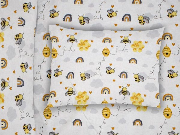 ΜΑΞΙΛΑΡΟΘΗΚΗ ΕΜΠΡΙΜΕ kids Honey Bee 545 50X70 White-Yellow 100% Cotton