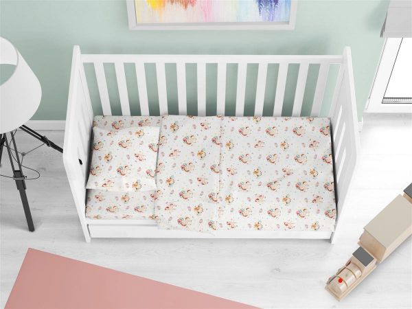 ΠΑΠΛΩΜΑΤΟΘΗΚΗ ΕΜΠΡΙΜΕ bebe Unicorn 209 120X160 White-Salmon Cotton 100%