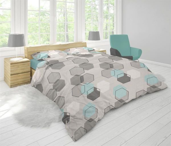 ΣΕΝΤΟΝΙΑ ΕΜΠΡΙΜΕ ΣΕΤ 4 τεμ Hexagon 395 240X270 Grey 70/30 Cott/Pol