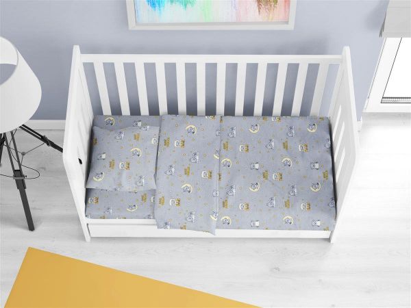 ΚΑΤΩΣΕΝΤΟΝΟ ΜΕ ΛΑΣΤΙΧΟ bebe Sweet Dreams 552 0,70X1,40X0,15 Grey 100% Cotton