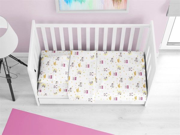 ΚΑΤΩΣΕΝΤΟΝΟ ΜΕ ΛΑΣΤΙΧΟ bebe Sweet Dreams 553 0,70X1,40X0,15 White-Pink 100% Cotton