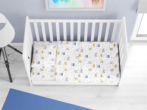 ΚΑΤΩΣΕΝΤΟΝΟ ΜΕ ΛΑΣΤΙΧΟ bebe Sweet Dreams 554 0,70X1,40X0,15 White-Sky Blue 100% Cotton