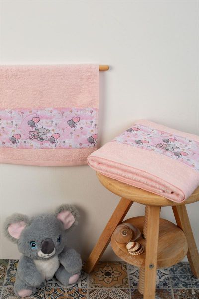 ΠΕΤΣΕΤΑ Με Ψηφιακή Εκτύπωση Σετ 2 τεμ bebe Elephant 27 30X50,70X140 Ροζ 100% Cotton