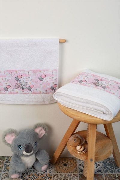 ΠΕΤΣΕΤΑ Με Ψηφιακή Εκτύπωση Σετ 2 τεμ bebe Elephant 28 30X50,70X140 Λευκό 100% Cotton