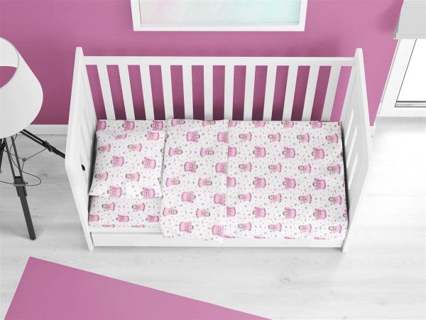 ΚΑΤΩΣΕΝΤΟΝΟ ΜΕ ΛΑΣΤΙΧΟ bebe Fairy 87 0,70X1,40X0,15 White-Pink 100% Cotton Flannel