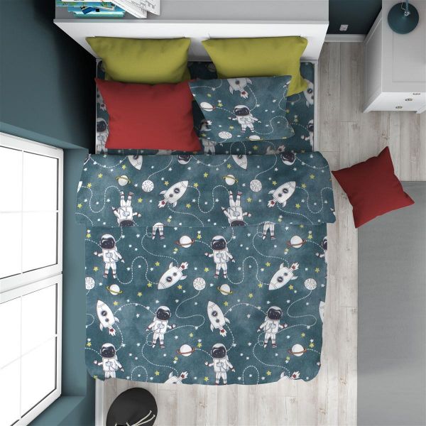 ΠΑΠΛΩΜΑΤΟΘΗΚΗ ΕΜΠΡΙΜΕ kids Galaxy Travel 91 160X240 Petrol 100% Cotton Flannel