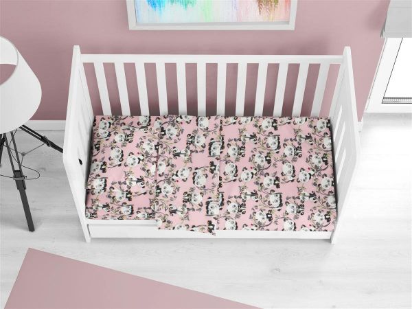 ΚΑΤΩΣΕΝΤΟΝΟ ΜΕ ΛΑΣΤΙΧΟ bebe Panda Bear 97 0,70X1,40X0,15 Pink 100% Cotton Flannel