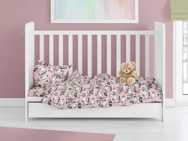 ΠΑΠΛΩΜΑ ΕΜΠΡΙΜΕ bebe Panda Bear 97 120X160 Pink 100% Cotton Flannel