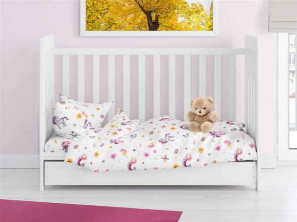 ΠΑΠΛΩΜΑ ΕΜΠΡΙΜΕ bebe Unicorn 105 120X160 White 100% Cotton Flannel