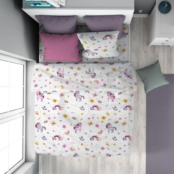 ΠΑΠΛΩΜΑΤΟΘΗΚΗ ΕΜΠΡΙΜΕ kids Unicorn 105 160X240 White 100% Cotton Flannel