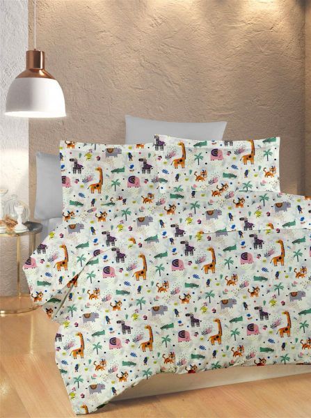 ΚΑΤΩΣΕΝΤΟΝΟ ΜΕ ΛΑΣΤΙΧΟ bebe Zoo 556 0,70X1,40X0,15 White-Multi Cotton 100%