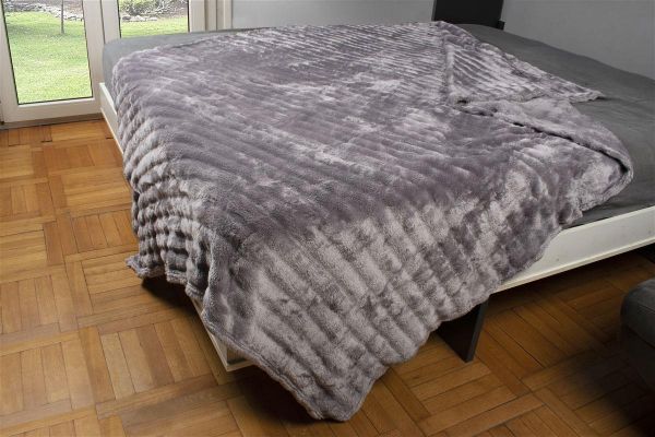 ΚΟΥΒΕΡΤΑ Coral Fleece Ριγέ 160X220 300gsm 16 Grey 100% Polyester