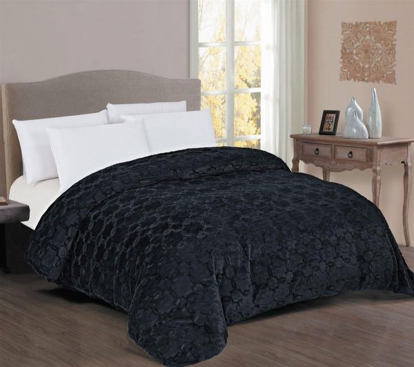 Κουβερτοπάπλωμα Γούνα-Sherpa 730 gsm 1830 Black 160X220 100% Polyester