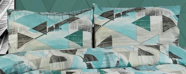 ΜΑΞΙΛΑΡΟΘΗΚΗ ΕΜΠΡΙΜΕ Geometrical 332 50X70 Petrol 100% Cotton Flannel