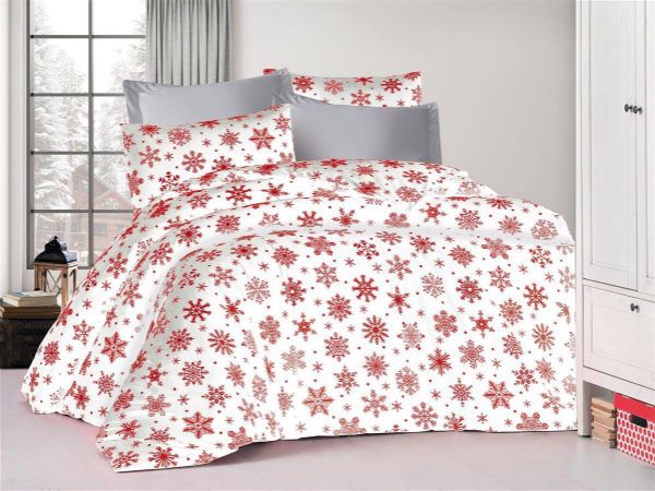 ΠΑΠΛΩΜΑΤΟΘΗΚΗ ΕΜΠΡΙΜΕ Snowflake 462 220X240 White-Red 70/30 Cott/Pol