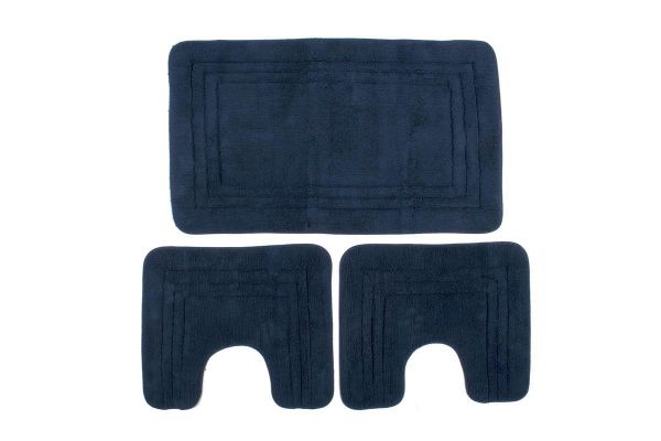 Πατάκι Μπάνιου Σετ 3 τεμ ZUCCHI 1τεμ 55X90, 2 τεμ 45X50 Navy Blue 100% Cotton