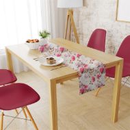 Αλέκιαστη Τραβέρσα Ψηφιακής Εκτύπωσης Roses 465 40X180 Grey-Pink 70/30 Cott/Pol