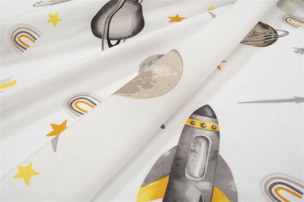 Πάνα Χασέ bebe Space Mission 183 80X80 White-Grey 100% Cotton