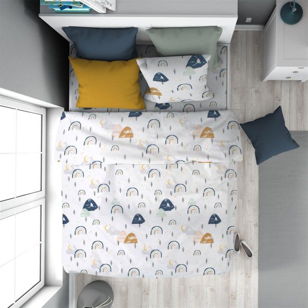 Πάπλωμα Εμπριμέ kids Rainbow 574 160X240 White-Blue 100% Cotton