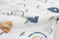 Σεντόνια Εμπριμέ Σετ 3 τεμ kids Rainbow 574 160X240 White-Blue 100% Cotton