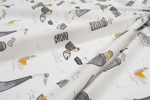 Πάνα Χασέ bebe Seabirds 578 80X80 White-Grey 100% Cotton