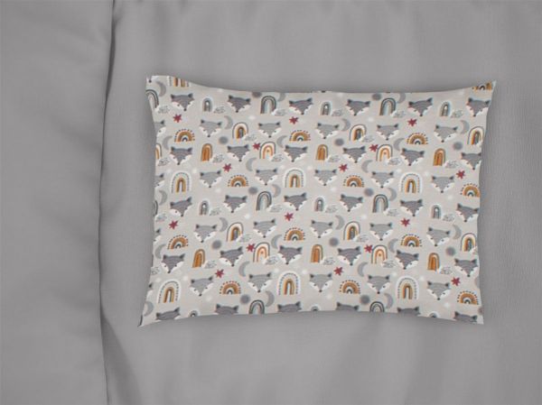 Μαξιλαροθήκη Εμπριμέ kids Fox 527 50X70 Grey 100% Cotton