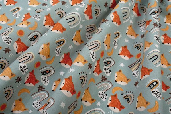 Σεντονάκι Λίκνου bebe Fox 528 80X110 Pale Cyan 100% Cotton