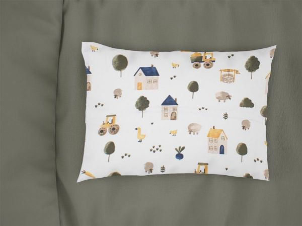 Μαξιλαροθήκη Εμπριμέ kids Village 579 50X70 White-Green 100% Cotton