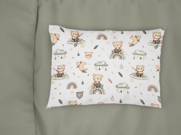 Μαξιλαροθήκη Εμπριμέ bebe Cloudy Bear 581 35X45 White-Olive 100% Cotton