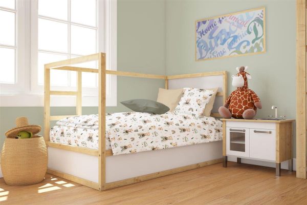 Πάπλωμα Εμπριμέ bebe Cloudy Bear 581 120X160 White-Olive 100% Cotton