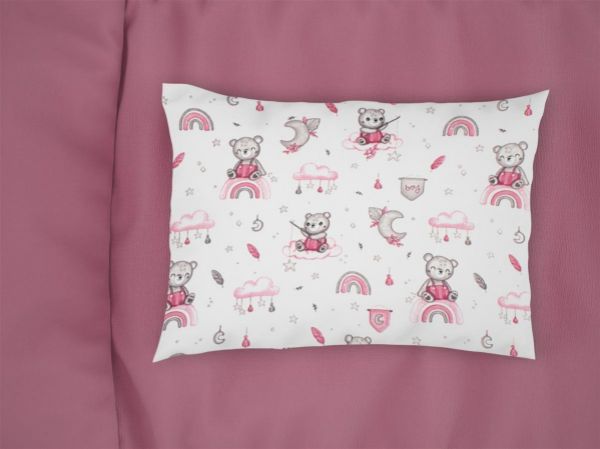 Μαξιλαροθήκη Εμπριμέ bebe Cloudy Bear 582 35X45 White-Pink 100% Cotton
