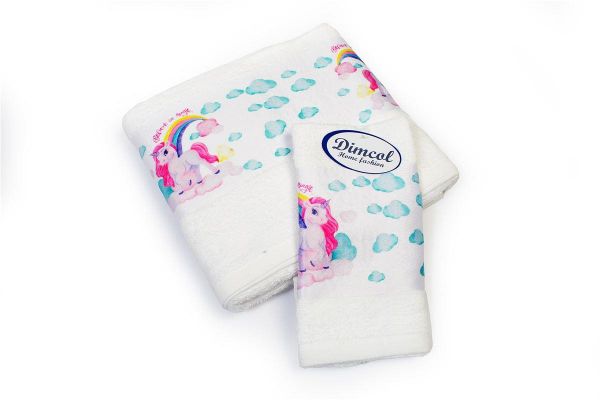 Πετσέτα Σετ 2 τεμ Με Ψηφιακή Εκτύπωση bebe Magic Unicorn 316 30X50,70X140 White 100% Cotton