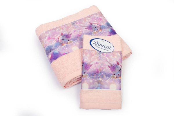 Πετσέτα Σετ 2 τεμ Με Ψηφιακή Εκτύπωση bebe Dreaming Unicorn 320 30X50,70X140 Pink 100% Cotton