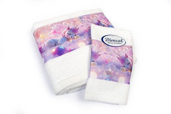 Πετσέτα Σετ 2 τεμ Με Ψηφιακή Εκτύπωση bebe Dreaming Unicorn 321 30X50,70X140 White 100% Cotton