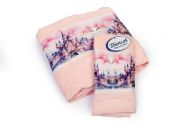 Πετσέτα Σετ 2 τεμ Με Ψηφιακή Εκτύπωση bebe Fairytale Castle 325 30X50,70X140 Pink 100% Cotton