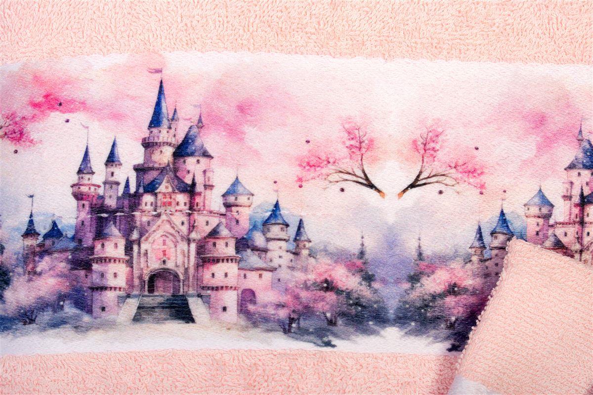 Πετσέτα Σετ 2 τεμ Με Ψηφιακή Εκτύπωση bebe Fairytale Castle 325 30X50,70X140 Pink 100% Cotton