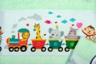 Πετσέτα Σετ 2 τεμ Με Ψηφιακή Εκτύπωση bebe Train 348 30X50,70X140 Mint 100% Cotton