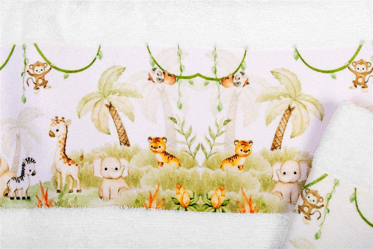 Πετσέτα Σετ 2 τεμ Με Ψηφιακή Εκτύπωση bebe Jungle 350 30X50,70X140 White 100% Cotton