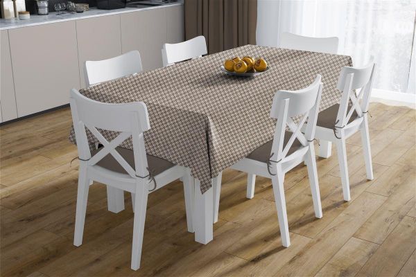 Τραπεζομάντηλο Αλέκιαστο Houndstooth 473 180X300 Beige 70/30 Cott/Pol