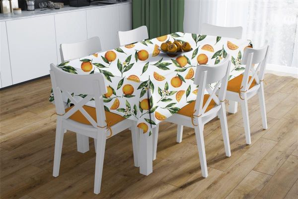 Τραπεζομάντηλο Αλέκιαστο Oranges 474 140X180 White-Orange 70/30 Cott/Pol