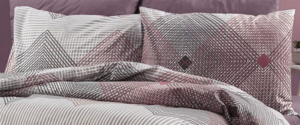 Μαξιλαροθήκη Εμπριμέ Καλλιρόη 606 50X70 Grey-Burgundy 70/30 Cott/Pol