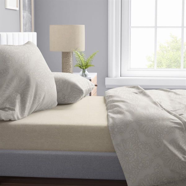 Σεντόνια Εμπριμέ Σετ 4 τεμ Άρτεμις 702 220X240 Beige 100% Cotton