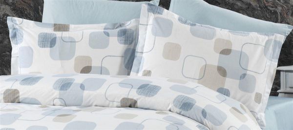 Μαξιλαροθήκη Εμπριμέ Μελίνα 707 50X70 White-Light Blue 100% Cotton