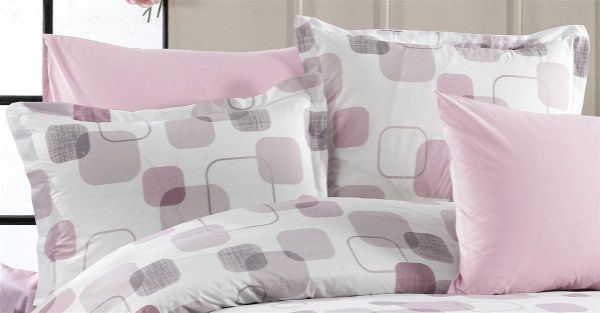 Μαξιλαροθήκη Εμπριμέ Μελίνα 709 50X70 White-Lilac 100% Cotton