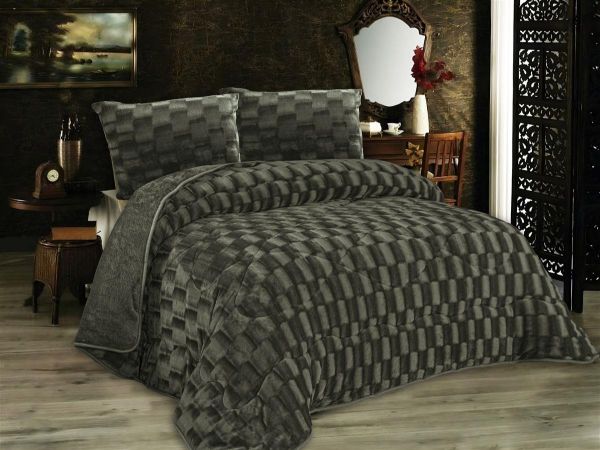 Κουβερτοπάπλωμα με εφέ Fleece 750 gsm 1940 Olive 160X220 100% Polyester
